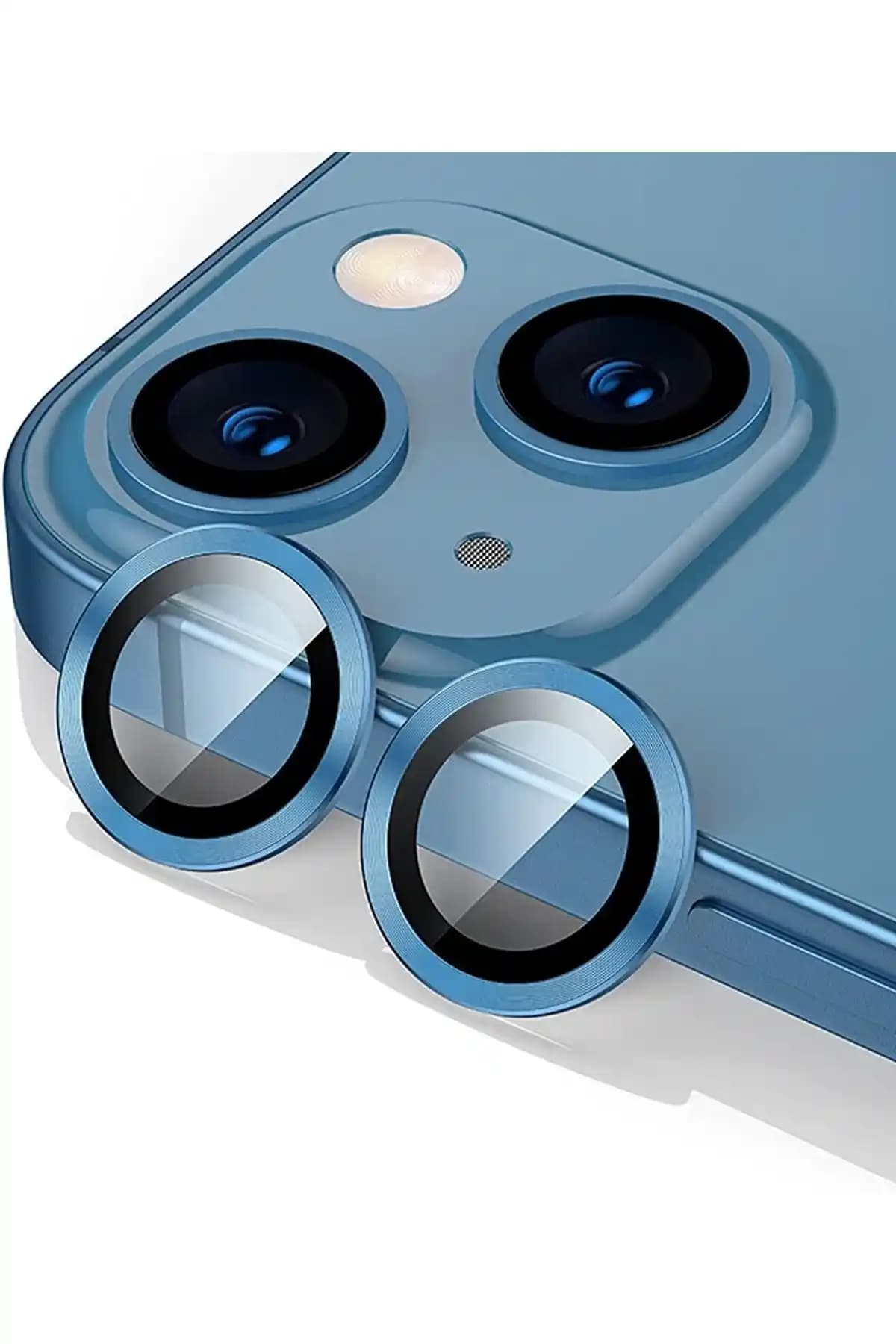 HyperAge Marka iPhone 13 ve Mini İçin Alüminyum Alaşım 3D Temperli Kamera Lens Koruyucu