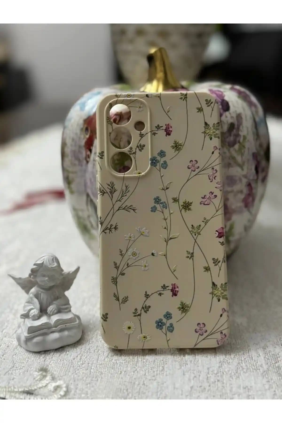 Kalimera A24 Uyumlu Silikon Kadife Kamera Korumalı Lansman Desenli Telefon Kılıfı