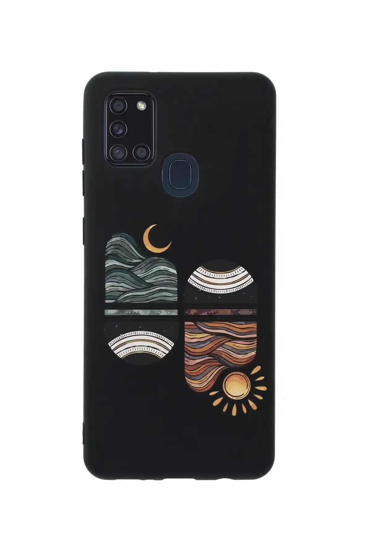 Mooodcase A21s Uyumlu Sunset Wave Siyah Silikon Telefon Kılıfı Şık ve Koruyucu Tasarım