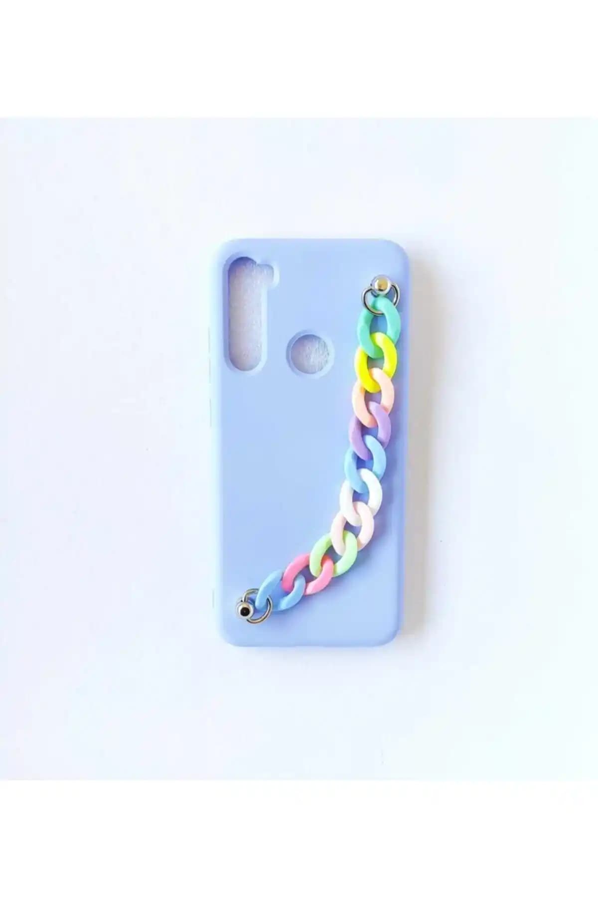 Xiaomi Redmi Note 8 Uyumlu Renkli Zincirli Silikon Telefon Kılıfı Türkiye Üretimi
